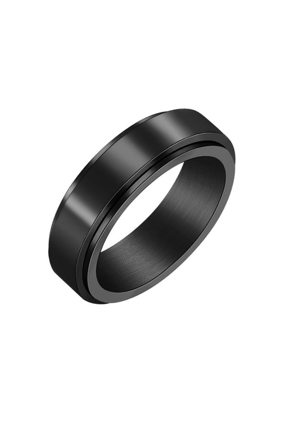 Men Stainless Steel Anxiety Ring Cool Simple Band 6mm Spinner Rings Fidget Ring Black Size 9