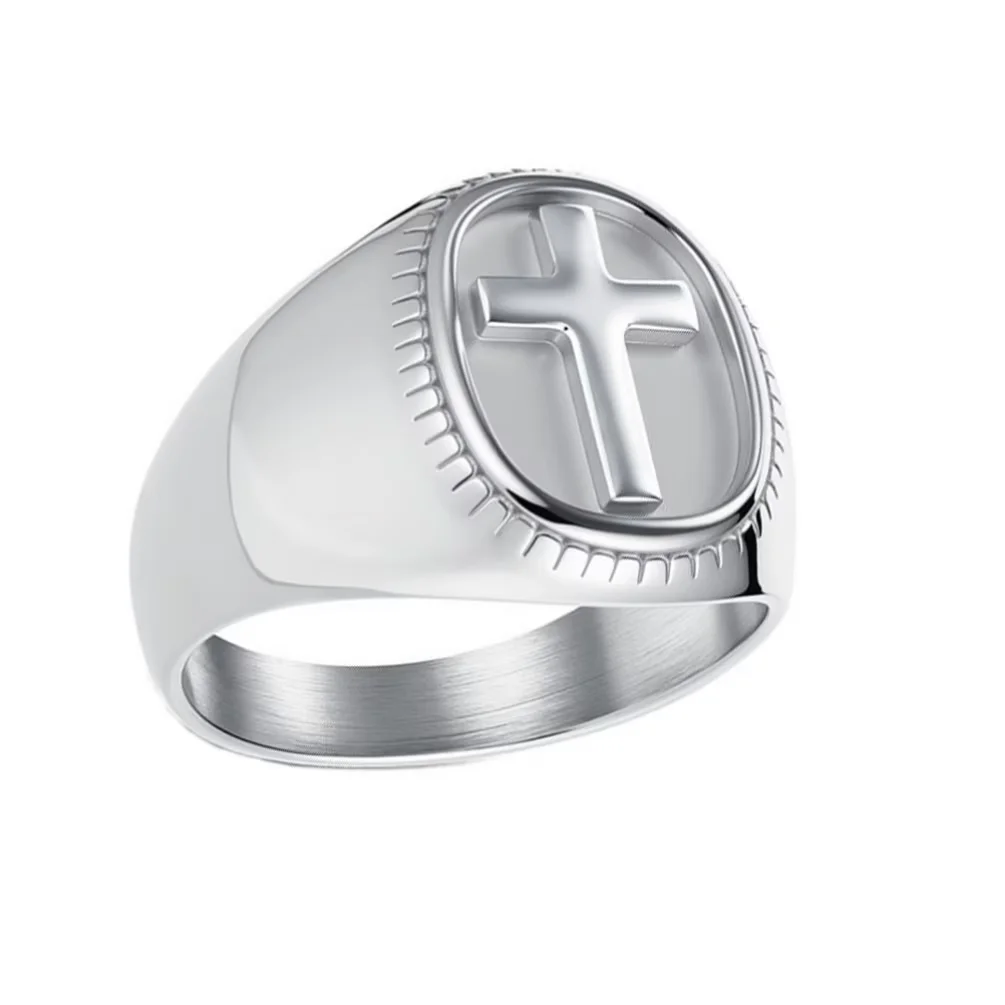 PAURO Men Stainless Steel Cross Ring Wide Cross Design Ring Gothic Punk ...