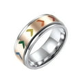 thumbnail image 1 of PAURO Men Stainless Steel Pride Ring 8mm LGBT Gay Lesbian Rainbow Wedding Promise Band Rings Silver Size 12, 1 of 3