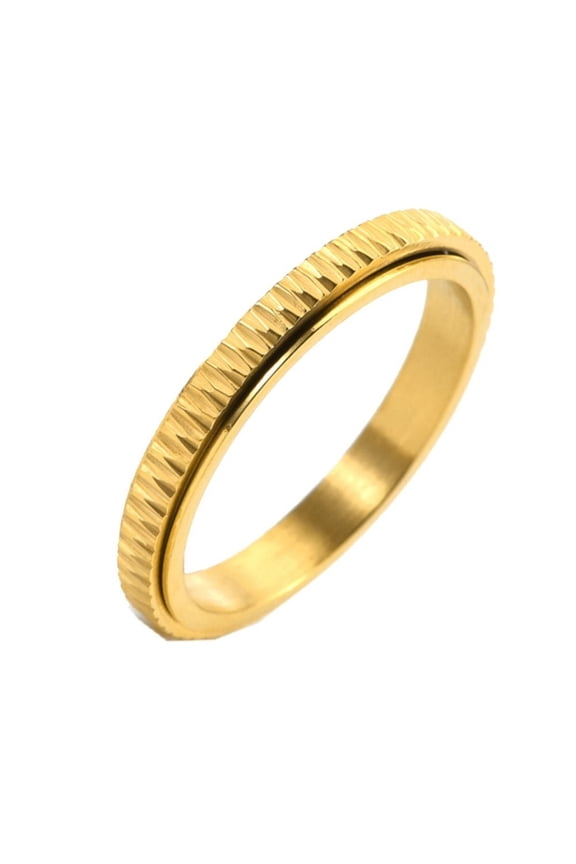 Men Stainless Steel Spinner Ring 3mm Fidget Rings Anxiety Relief and Stress Gift Gold Size 9