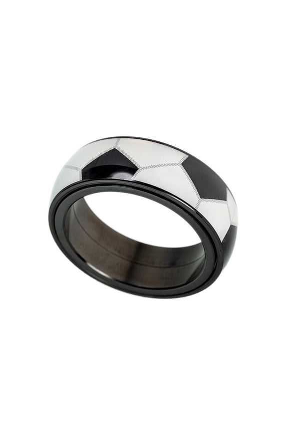 Men Stainless Steel Spinner Ring Basketball Pattern Band Football Rings Rugby Ring Baseball Ring Outdoor Sport Couple Rings Size 6