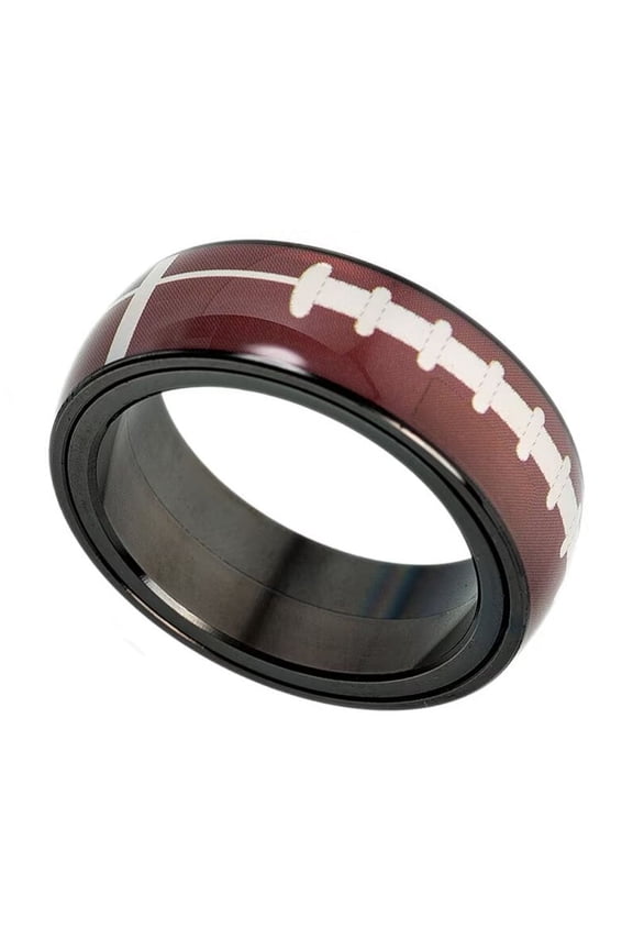 Men Stainless Steel Spinner Ring Basketball Pattern Band Football Rings Rugby Ring Baseball Ring Outdoor Sport Couple Rings Size 8