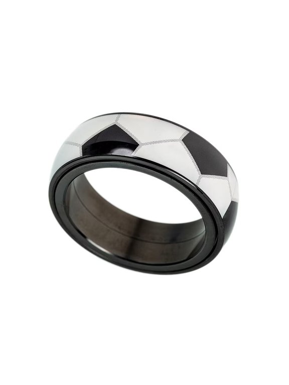 Men Stainless Steel Spinner Ring Basketball Pattern Band Football Rings Rugby Ring Baseball Ring Outdoor Sport Couple Rings Size 8