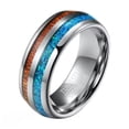 thumbnail image 1 of PAURO Men's 8mm Tungsten Steel Simple Ring Embed Colorful Shells Fashion Jewelry for Wedding Promise Size 10, 1 of 5
