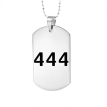 PAURO Men's Angel Number 444 Necklace Stainless Steel Square Dog Tag Pendant Numerology Jewelry for Women