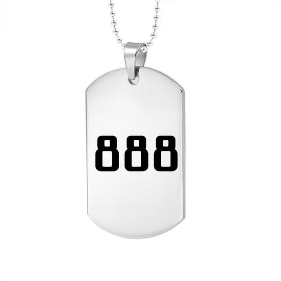 PAURO Men's Angel Number 888 Necklace Stainless Steel Square Dog Tag Pendant Numerology Jewelry for Women