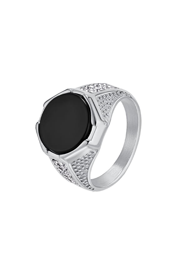 Men's Bling Ring Stainless Steel Cubic Zirconia Band for Him Sparkle Stackable Jewelry Everyday Accessory Silver Size 12