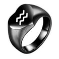 thumbnail image 1 of PAURO Men's Stainless Steel 12 Constellation Ring Round Signet Rings with Horoscope Zodiac Signs Aquarius Black Size 10, 1 of 2