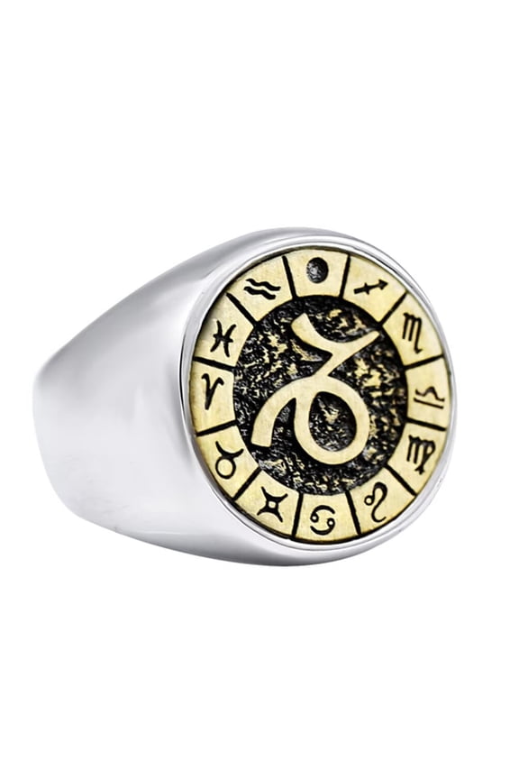 Men's Stainless Steel Constellations Ring Zodiac Sign Astrology Statement Jewelry Capricorn Size 13