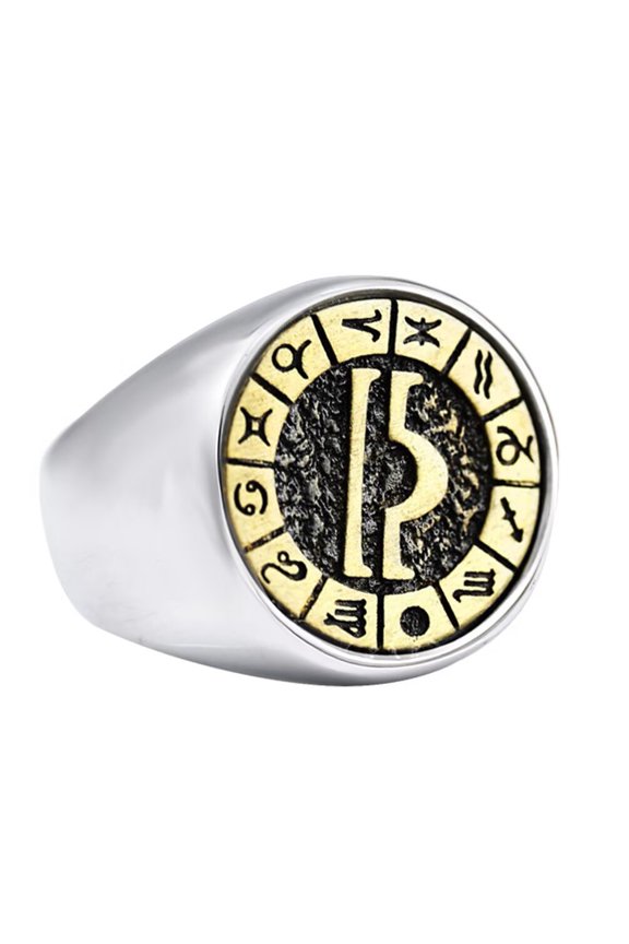 Men's Stainless Steel 12 Constellations Ring Zodiac Sign Astrology Statement Jewelry Libra Size 12