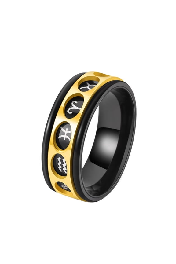 Men's Stainless Steel Anxiety Rotatable 12 Zodiac Constellation Astrology Rings Jewelry Gift Gold Size 10