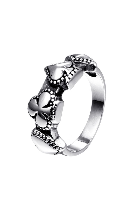 Men's Stainless Steel Black Spade Poker Ring Vintage Gothic Style Statement Band Punk Biker Jewelry Size 10
