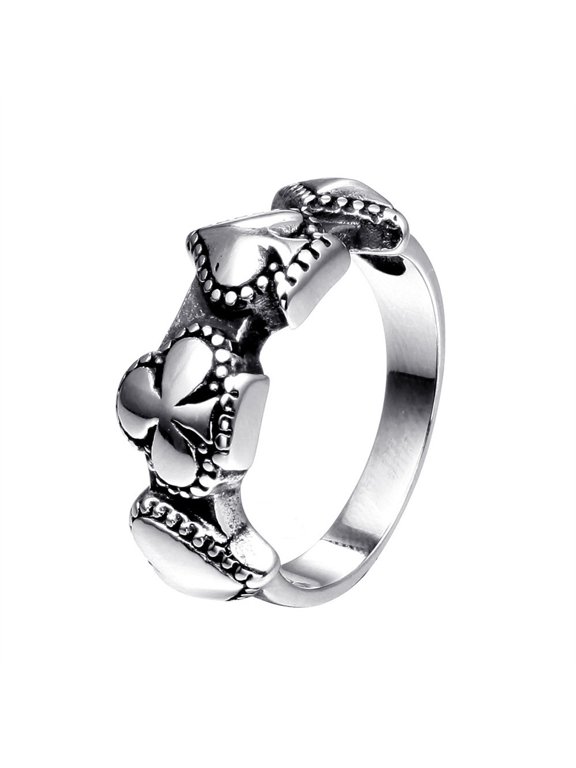 Men's Stainless Steel Black Spade Poker Ring Vintage Gothic Style Statement Band Punk Biker Jewelry Size 8