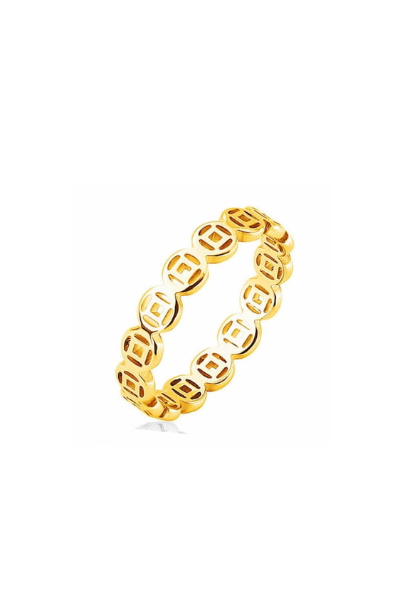Men's Stainless Steel Classic Coin Inspired Style Ring Glod Size 11