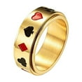 thumbnail image 1 of PAURO Men's Stainless Steel Classic Poker Pattern Rotatable Ring Set Fidget Band Rings for Party Gold Size 8, 1 of 4