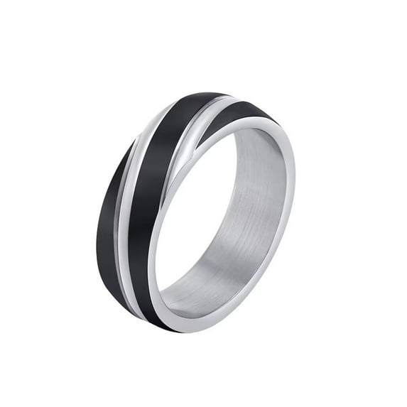 PAURO Men's Stainless Steel Classic Twill Cool Biker Finger Band for Wedding Promise Black Size 11