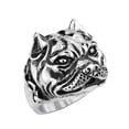 thumbnail image 1 of PAURO Men's Stainless Steel Dog Head Ring Bully Pitbull Design Animal Jewelry Size 10, 1 of 5