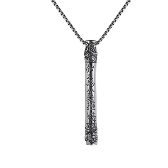 PAURO Men's Stainless Steel Engraved Sun Wukong Gold Banded Cudgel Necklaces Monkey King Amulet Jewelry Pendant Only