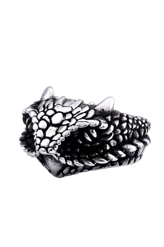 Men's Stainless Steel Gothic Biker Snake Ring Vintage Open Rings with Pythons Head Size 11