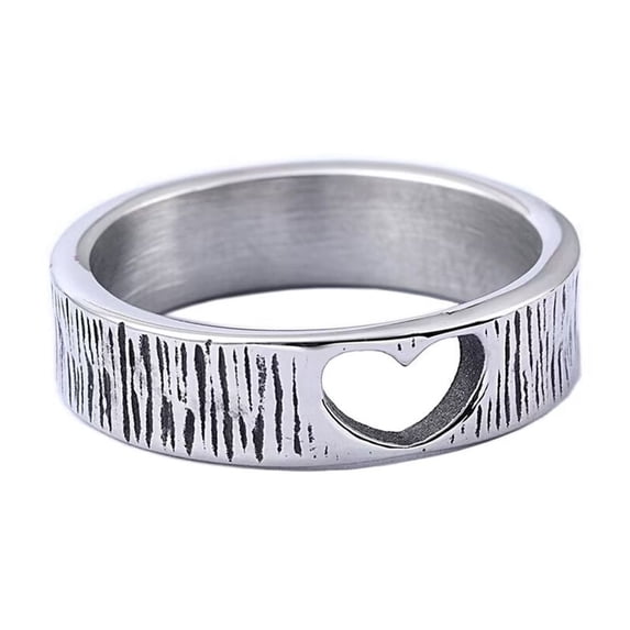 PAURO Men's Stainless Steel Heart Shaped Couple Promise Ring Set Size 10