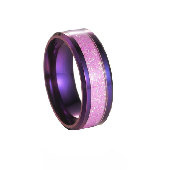 PAURO Men's Stainless Steel Individualized Unique Charms Shine Brightly Ring Purple Size 7