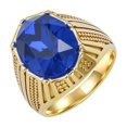 thumbnail image 1 of PAURO Men's Stainless Steel Oval Gemstone Ring Vintage Unique Multicolor Gem Cubic Zircon Jewelry Gold Blue Sise 10, 1 of 3