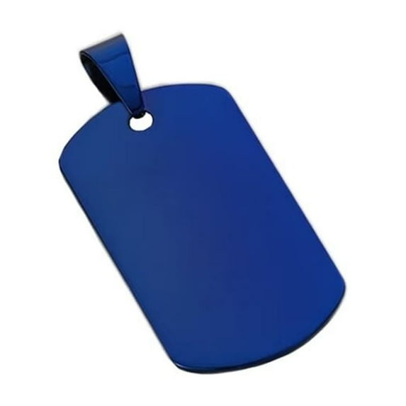 PAURO Men's Stainless Steel Personalized Glossy Military Army Dog Tag Charm Pendant, Blue Pendant Only