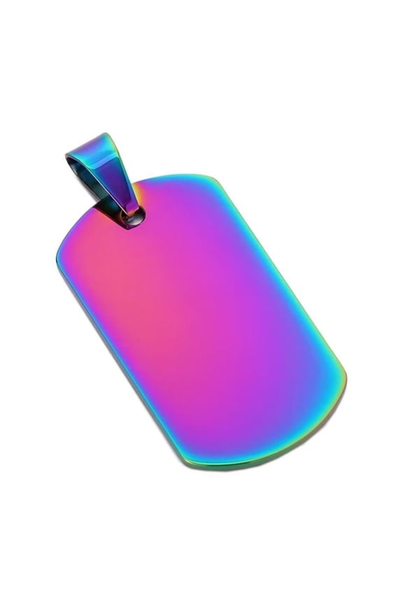 Men's Stainless Steel Personalized Glossy Military Army Dog Tag Charm Pendant, Rainbow Pendant Only