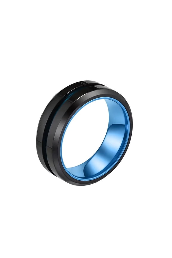 Men's Stainless Steel Personalized Minimalist Two-Color Polished Ring Blue 12