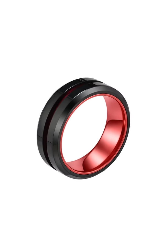 Men's Stainless Steel Personalized Minimalist Two-Color Polished Ring Red 11