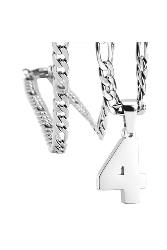 Men's Stainless Steel Personalized Number Necklaces 4 Athletes Number Pendant Sport Necklace Jewelry