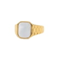 thumbnail image 1 of PAURO Men's Stainless Steel Personalized Retro Square White Agate Gemstone Punk Ring Gold Size 9, 1 of 4