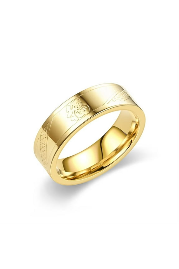 Men's Stainless Steel Premium Luxury "Fu" Character Ring Gold Size 10