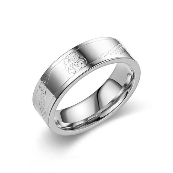 PAURO Men's Stainless Steel Premium Luxury "Fu" Character Ring Silver Size 07