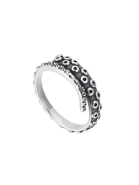 Men's Stainless Steel Punk Octopus Tentacles Rings Hiphop Animal Stacking Ring Silver Size 12