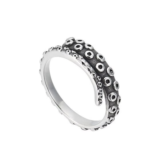 PAURO Men's Stainless Steel Punk Octopus Tentacles Rings Hiphop Animal Stacking Ring Silver Size 7