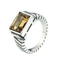 thumbnail image 1 of PAURO Men's Stainless Steel Retro Minimalist Square Agate Signet Rings Cool Punk Jewelry Silver Dark Yellow Size 10, 1 of 4