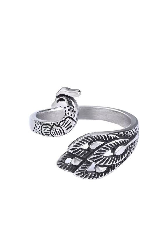 Men's Stainless Steel Retro Personalized Peacocks Animal Statement Rings Amulet Jewelry Silver Size 9