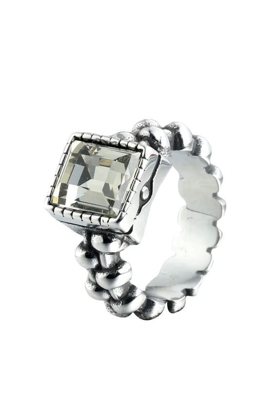 Men's Stainless Steel Retro Square Agate Rings Punk Biker Thumb Ring Silver White Size 11