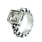 PAURO Men's Stainless Steel Retro Square Agate Rings Punk Biker Thumb Ring Silver White Size 7