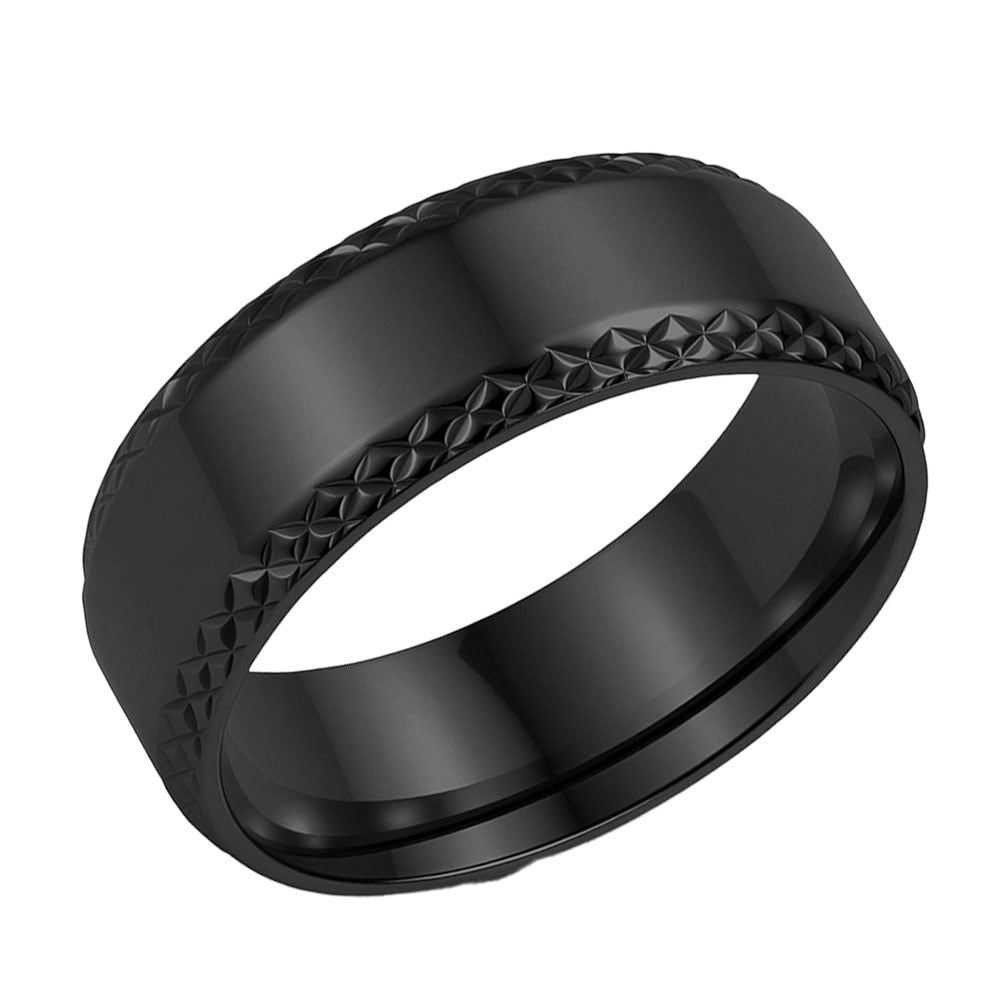 PAURO Men's Stainless Steel Ring 8mm Rhombic Finish Edge Design Simple ...