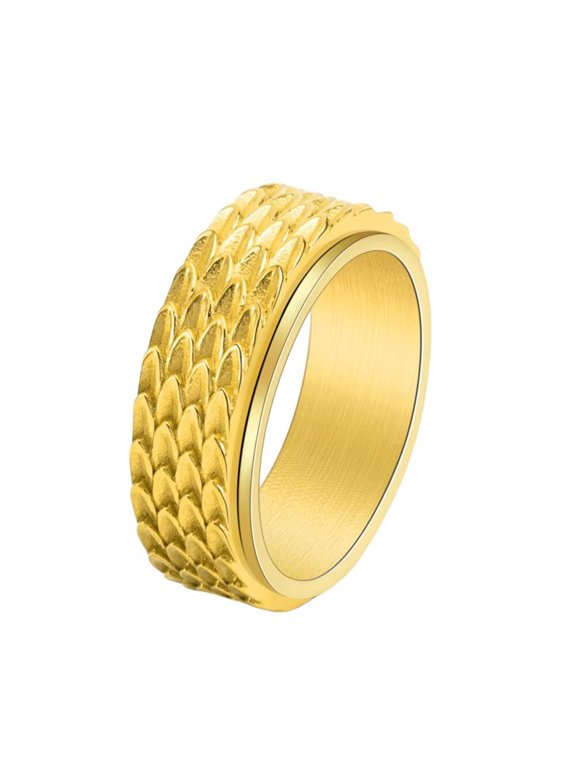 Men's Stainless Steel Rotatable Vintage Gothic Dragon Amulet Punk Ring Gold Size 10