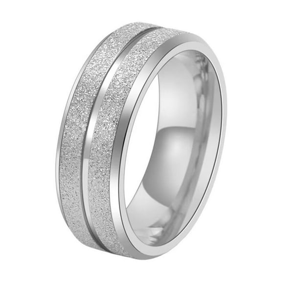 PAURO Men's Stainless Steel Sandblasting Finish Center Groove Wedding Band Ring Silver Size 10