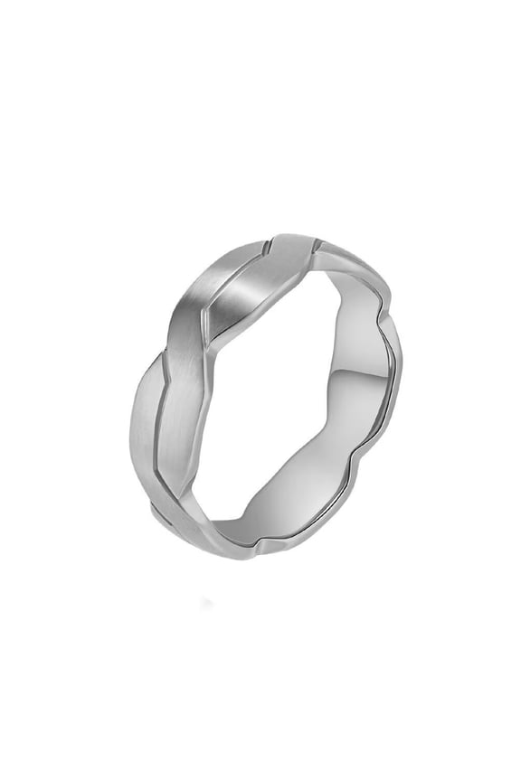 Men's Stainless Steel Sculpting Niche Geometry Weaving Individuality Ring Silver Size 12