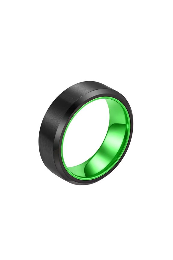 Men's Stainless Steel Simple Personality Polished Neutral Style Two-Tone Ring Green Size 9