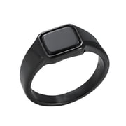 PAURO Mens Stainless Steel Stone Ring Square Black Onyx Gemstone Signet Rings Statement Ring Black Size 8