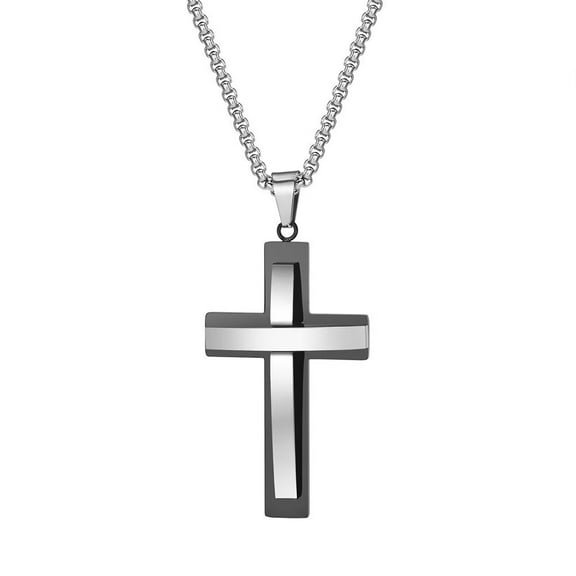 PAURO Men's Stainless Steel Vintage Chunky Cross Pendant Necklaces Hip Hop Jewelry Pendant Only