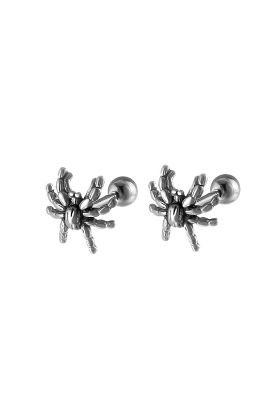 Men's Stainless Steel Vintage Cool Spider Stud Piercing Earrings Classic Animal Punk Jewelry