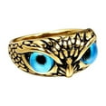 thumbnail image 1 of PAURO Men's Stainless Steel Vintage Gothic Owl Ring Statement Hip Hop Jewelry Gold Blue Size 9, 1 of 5