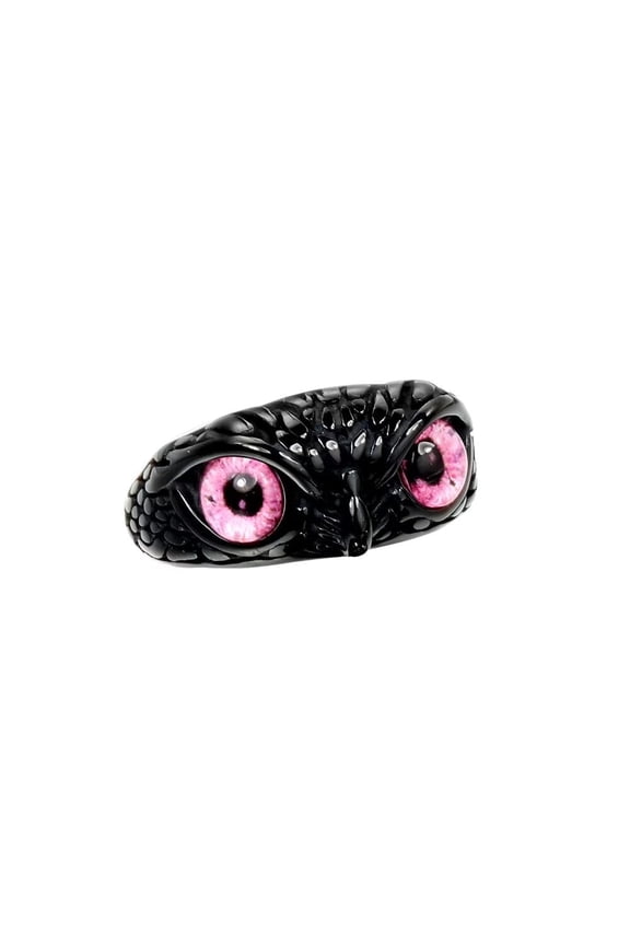 Men's Stainless Steel Vintage Gothic Owl Ring Statement Hip Hop Jewelry Pink Size 10